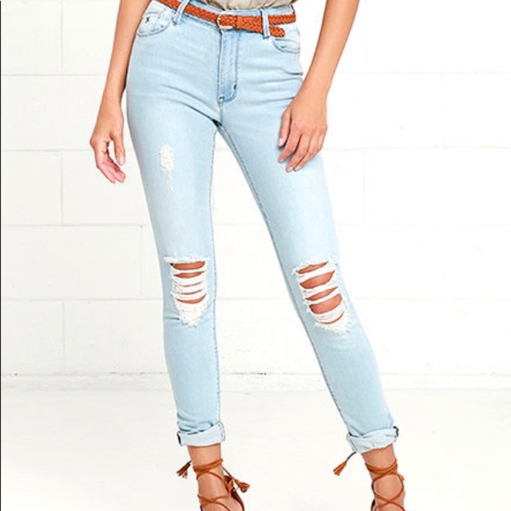 RES Denim Kitty Light Wash Distressed Skinny Jeans